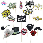 Party Props Fotobox  Requisiten Accessoires Set Hochzeit  16-teiliges Set