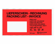 Dokumententaschen aus Pergamin Papier Lieferschein/Rechnung rot DIN-Lang,  100 Stk.