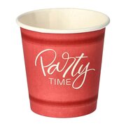 Pappbecher 5 cl rot Party Time mit Biokunststoff PLA beschichtet, 50 Stk.