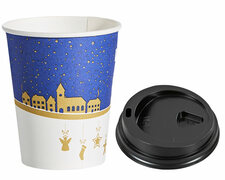 Heigetrnkebecher Winterlandschaft mit Trinkdeckel Eichstrich 200 ml,  75 Stk.