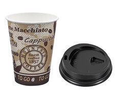 Kaffeebecher Premium mit Deckel, Coffee to go, Pappe besch., 250 ml,  75 Stk.