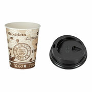Kaffeebecher Premium mit Deckel, Coffee to go, Pappe besch., 200 ml,  75 Stk.