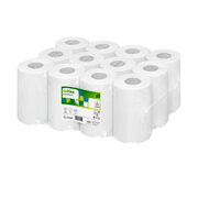 Satino Comfort Mini Papierhandtuchrolle Innenabrollung CF1, 2-lagig 12 Rollen, 20cm x 68m perforiert