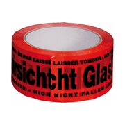 Packband Klebeband 50mmx66m, rot mit Aufdruck 'VORSICHT GLAS'
