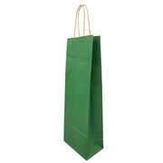 Flaschentragetaschen Flaschentaschen 140+80x390mm Papier dunkelgrn gerippt mit Kordel