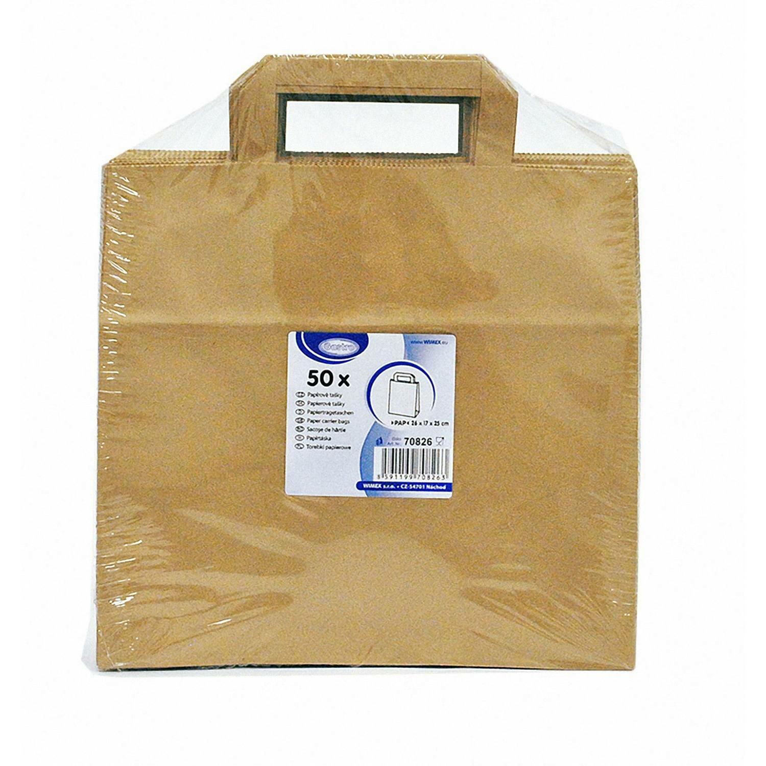 GASTRO Papiertragetaschen 25 x 26 x 17 cm mit EAN-Code braun,  50 Stk.