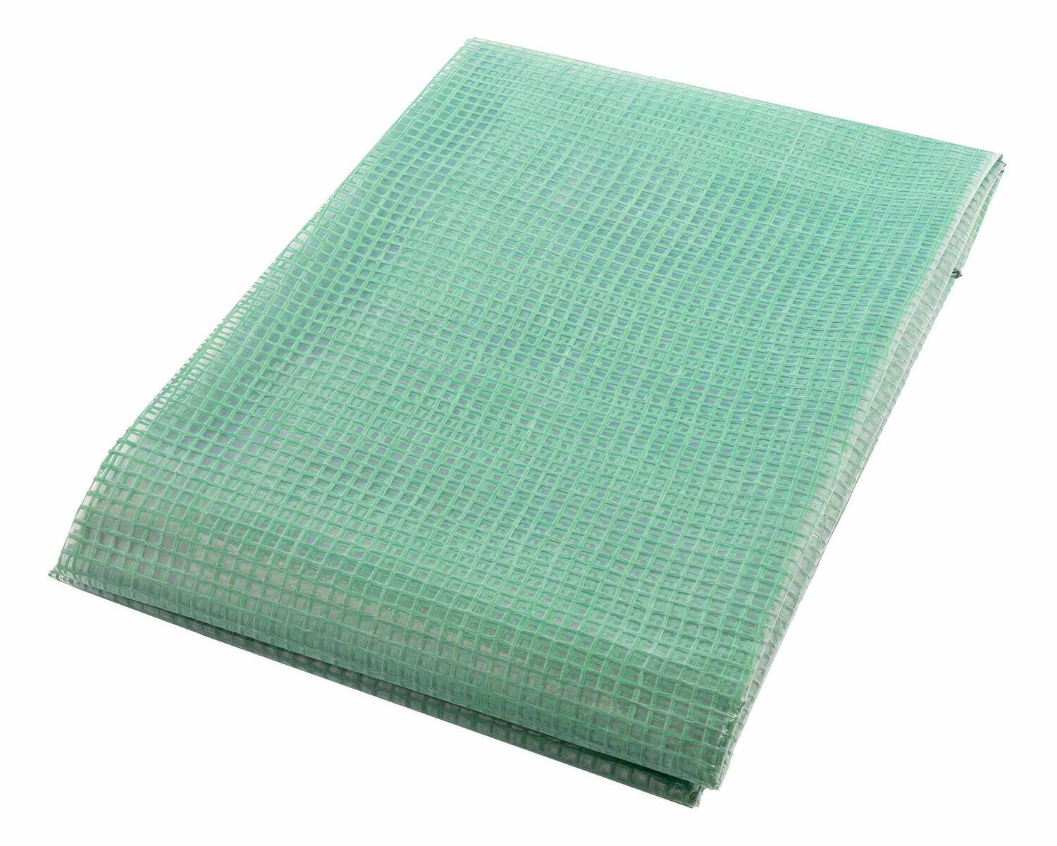 Gitterplane 3,00 x 3,00 m transparent mit grnem Gitter 250 g/m mit Nagelrand verstrkt gefaltet UV-stabil