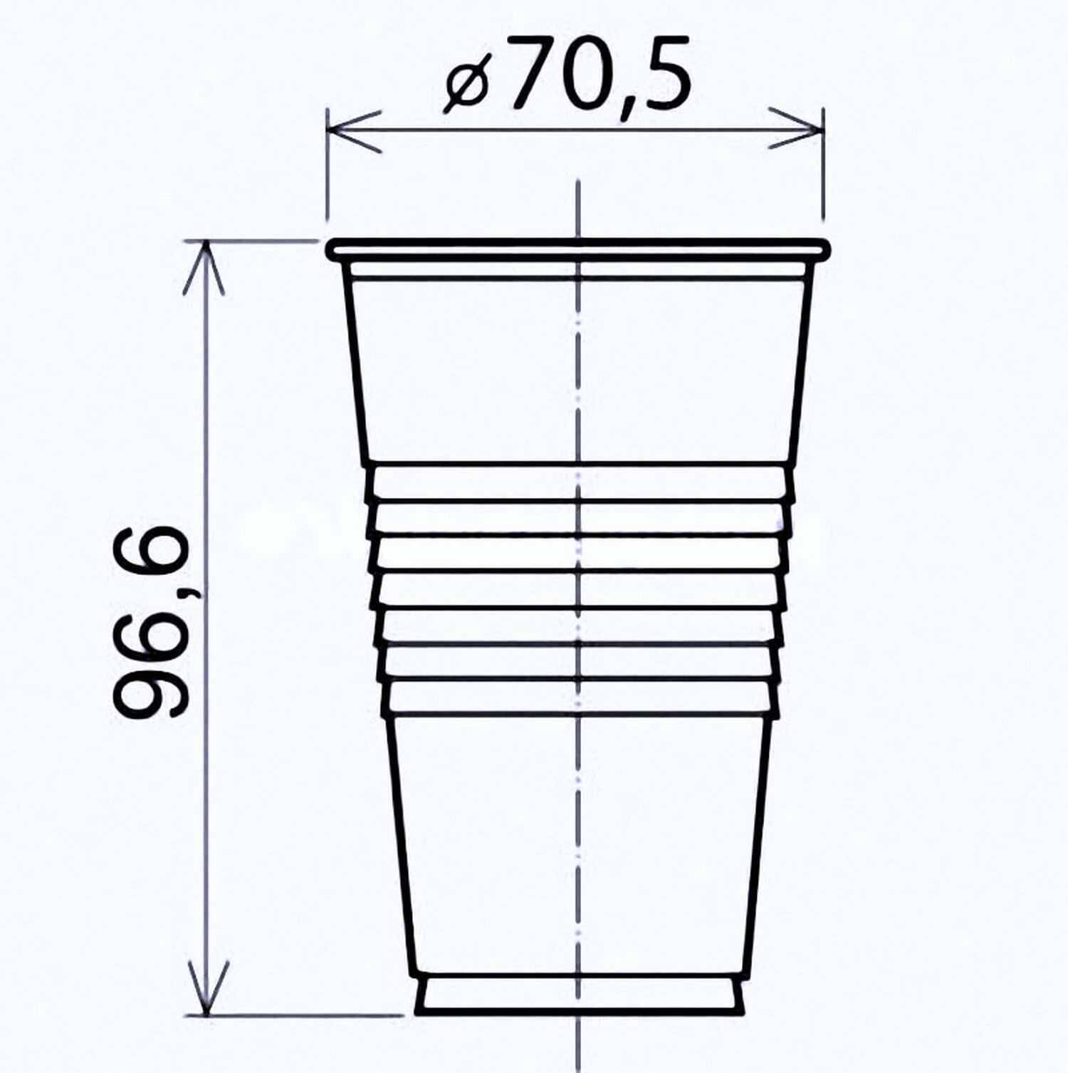 Trinkbecher wei 200 ml Eichstrich bei 0,2 L, PP,  70 mm, 100 Stk.