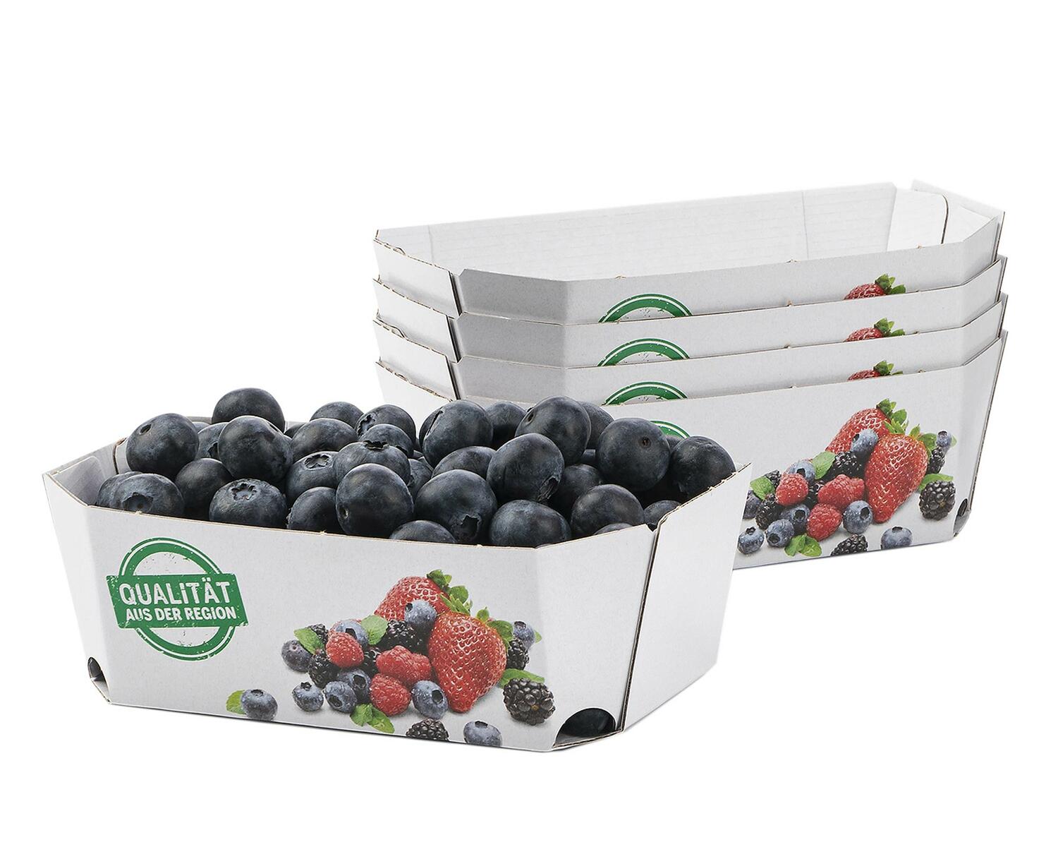 Beerenschalen aus Pappe 129x75x47mm mit Neutraldruck f�r 250 gr., 875 Stk.