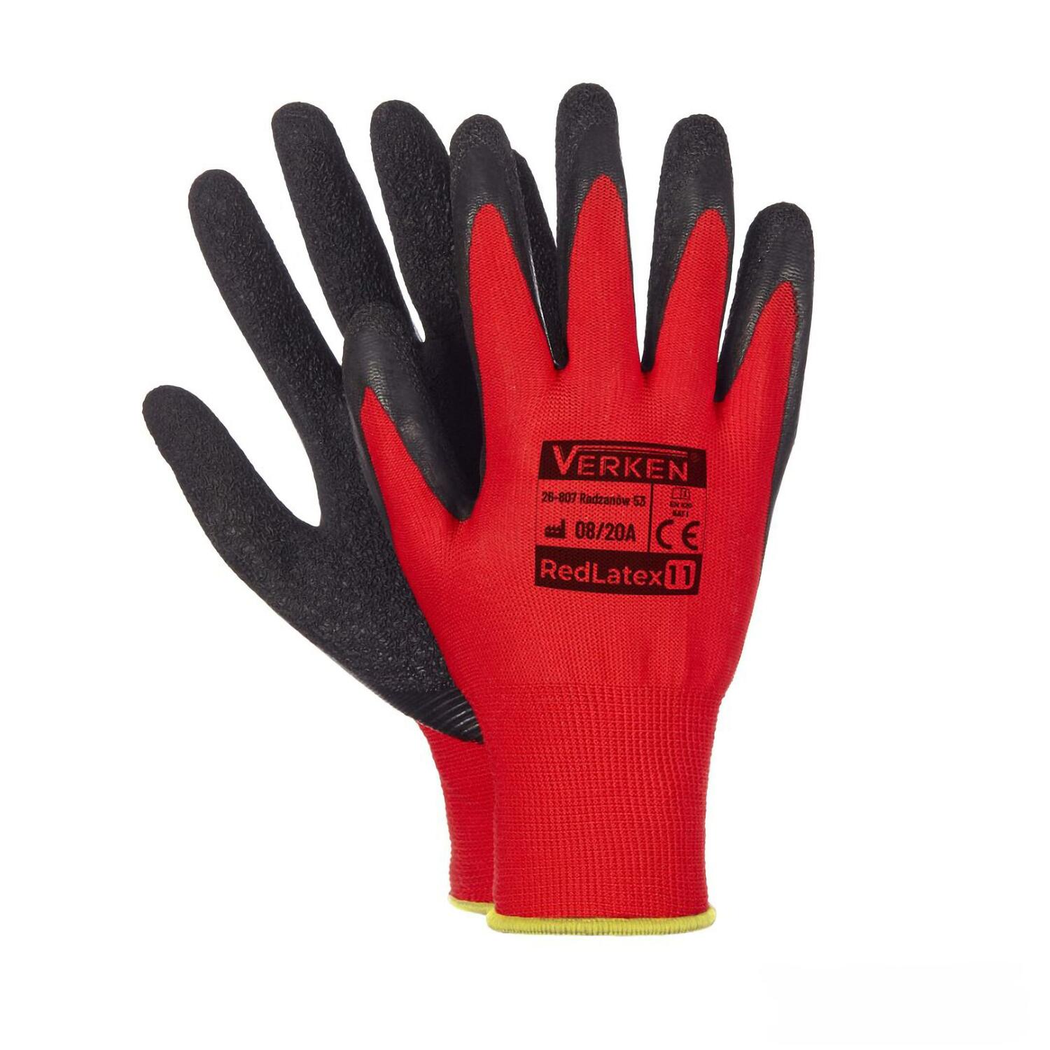 Arbeitshandschuhe, Montagehandschuhe Polyester Latex Gre XXL-11 rot 12 Paar