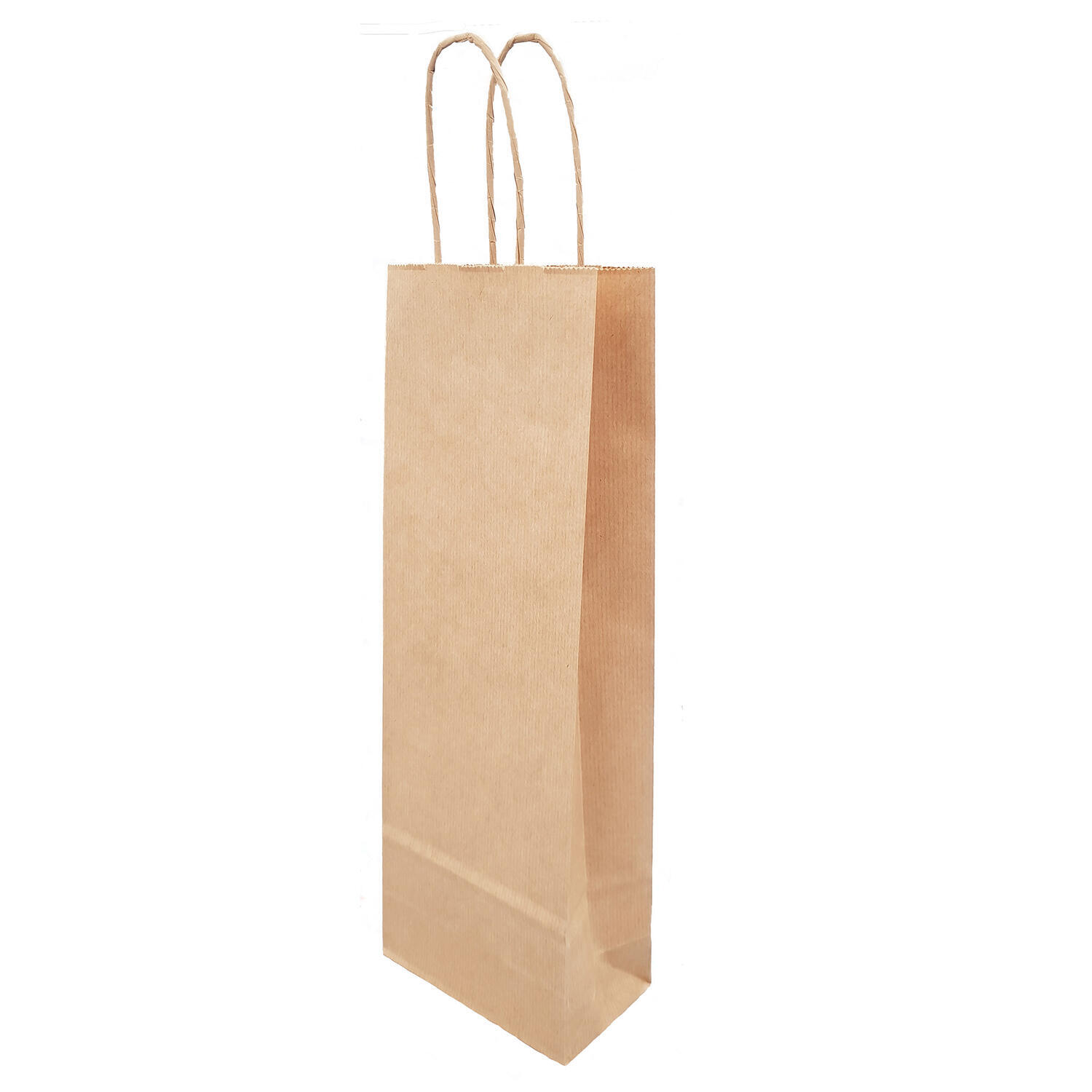 Flaschentragetaschen Flaschentaschen 140+80x390mm Papier braun gerippt mit Kordel