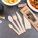 Bestecksets aus Holz biologisch abbaubar 5-teilig Gabel Messer Lffel Kaffeelffel Serviette hygienisch verpackt, 50 Sets